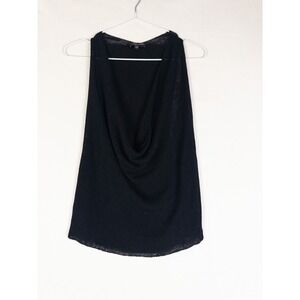 Eileen Fisher Blouse Womens PL Black Knit Linen Blend Minimalist Sleeveless